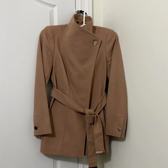 ted baker pink coat Ted Baker Jackets Coats Ted Baker Camel Short Belted Wool Cashmere  Blend Wrap Coat Size Poshmark